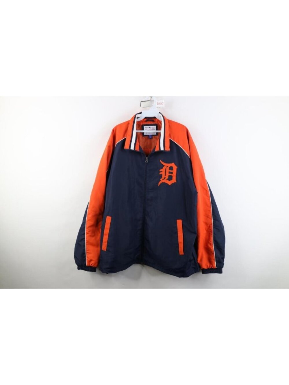Vintage Mens XL Old English D Detroit Tigers Baseball Zip Windbreaker Jacket
